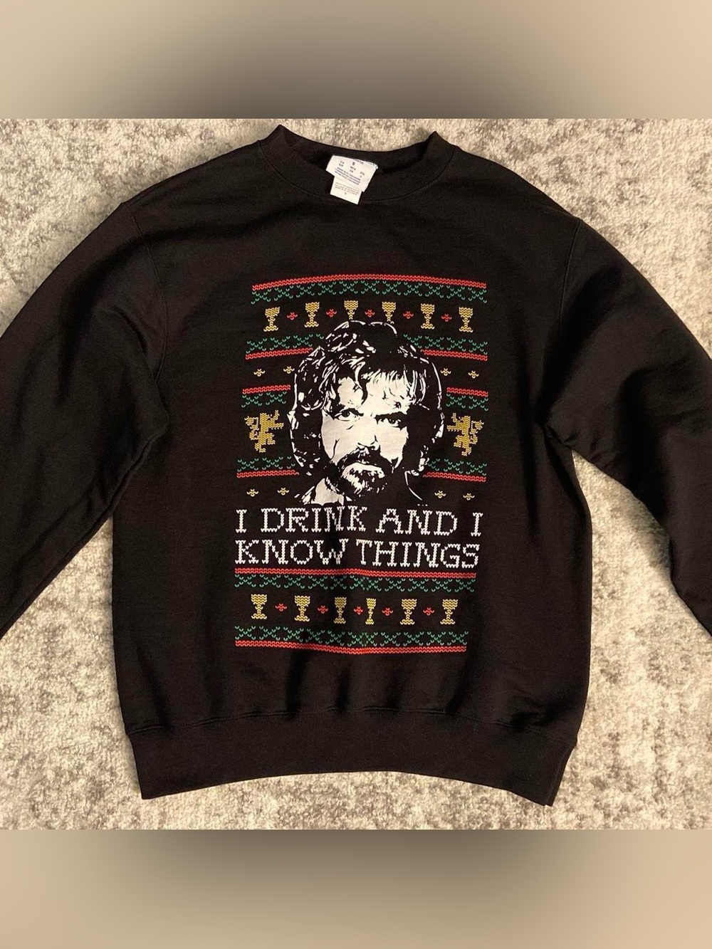 Barstool I drink and I know things Black Holiday Crew Neck Size Small